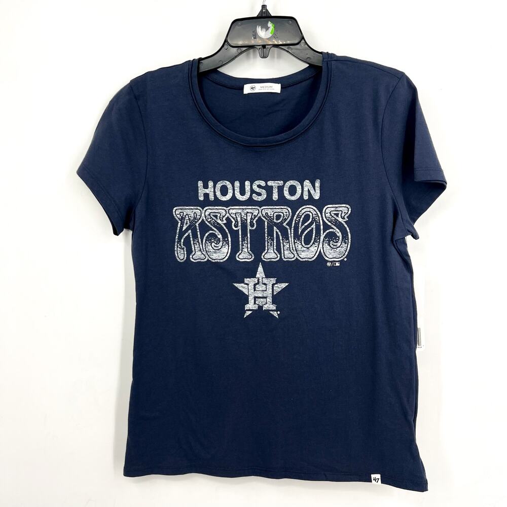 47 BRAND Women Houston Astros Graphic T-Shirt Medium Atlas Blue Short Sleeve NWT